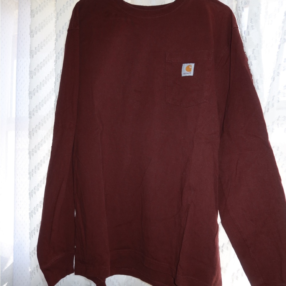 Carhartt Long Sleeve Pocket Tee in Deep Wine